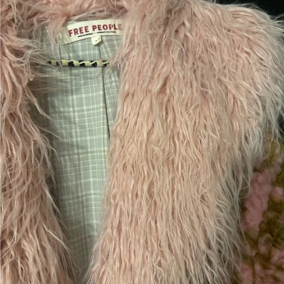 Free People Pink and Brown Teddy Jacket - Picture 4 of 7